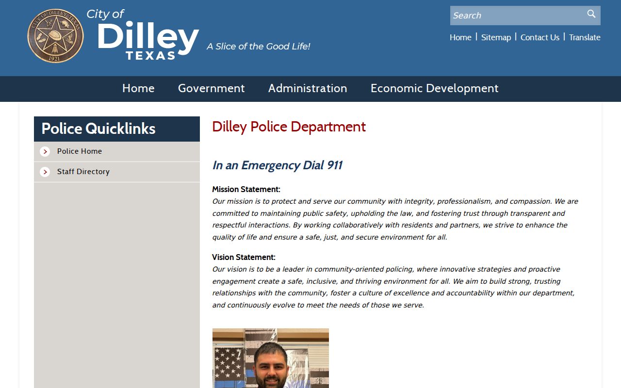 Dilley warrant records research using the city's Police Department page