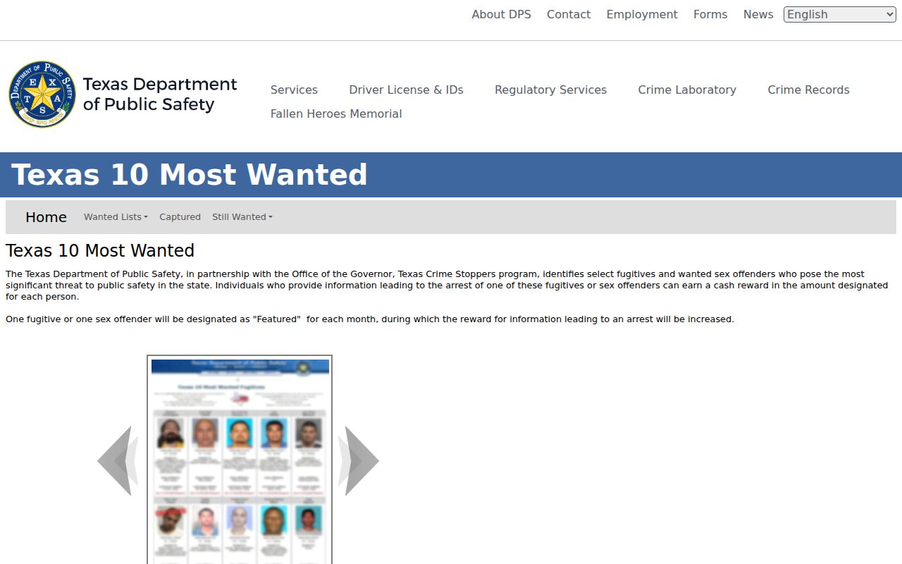 Frio County most wanted research linking to the official statewide Texas DPS program